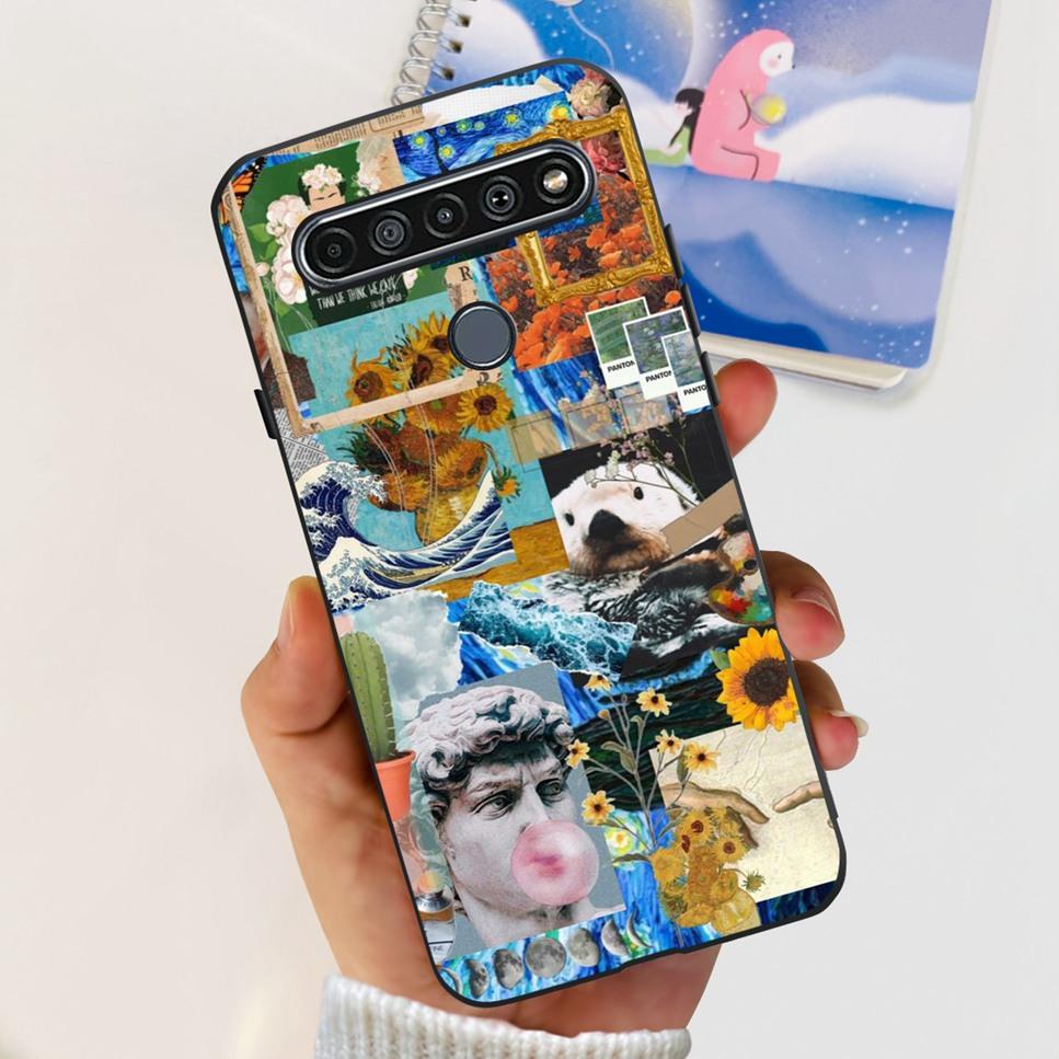 For LG K41S K 41S Case 2020 Black Silicone Cute Fashion Flower Shockproof Bumper For LGK41S LM-K410 Phone Back Cover 6.55" Funda