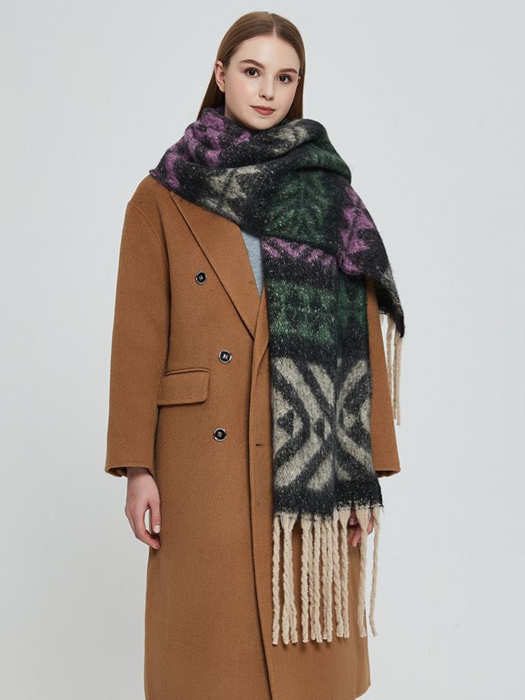 Neuer Damen Schal Kopftuch Winter Dame Retro Dick Warm Quaste Schals Pashmina Mujer Lange Wickeltücher Foulard Bufanda Boho