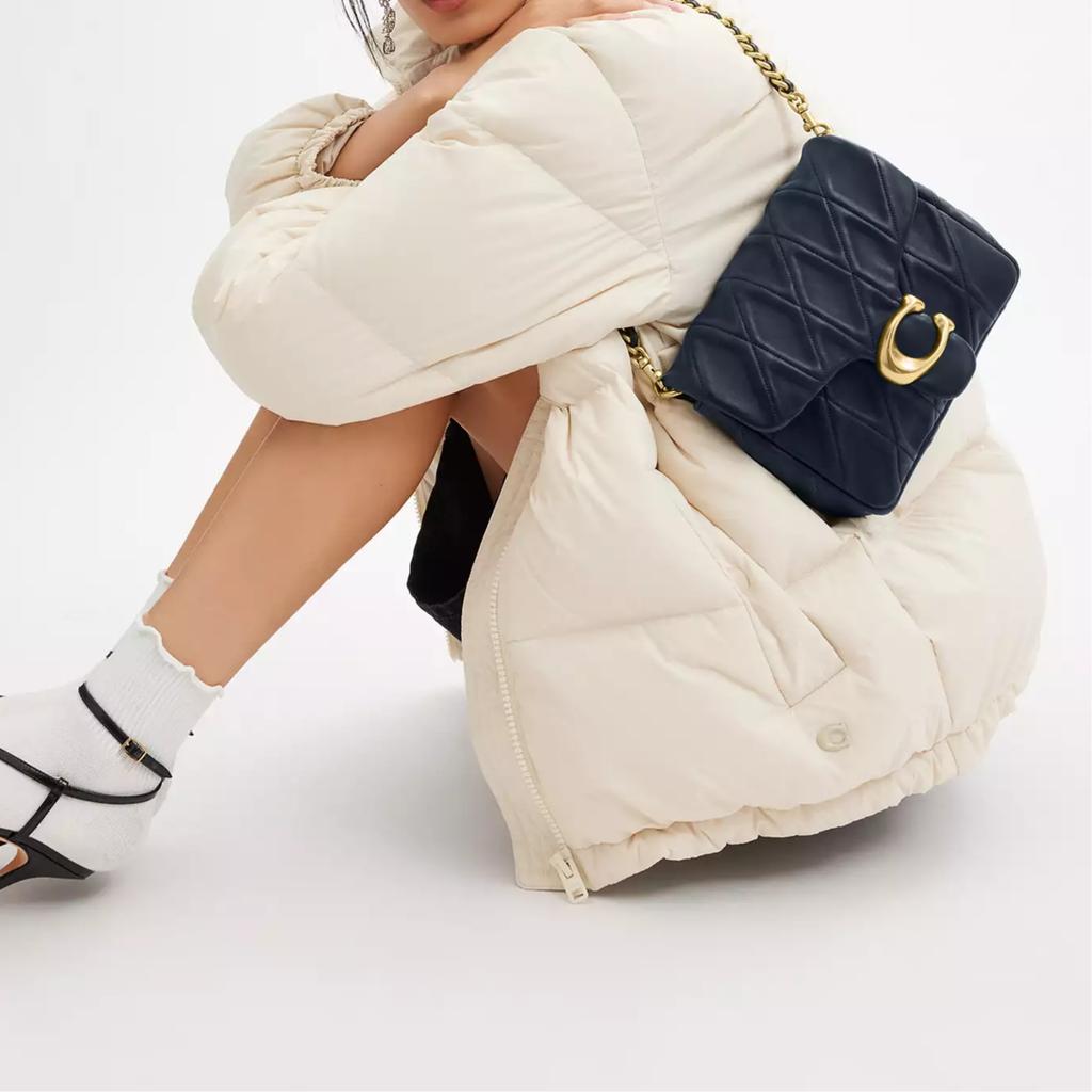 Coach Tabby 20 Metal Logo Snap Closure Napa Leather Crossbody Shoulder Bag Small Women bags Navy-Blue CW629-B4DNA