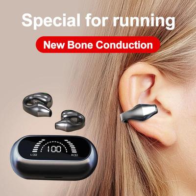 Écouteurs sans fil Bluetooth 5.2 à Conduction osseuse, réduction du bruit, casque d'écoute tactile à affichage numérique, pour entreprise