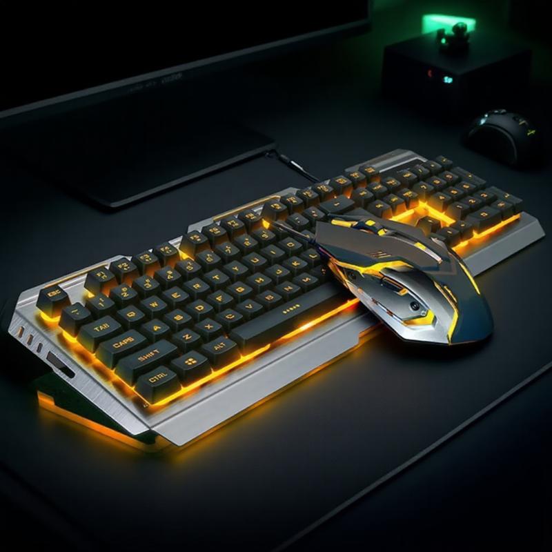 

Проводная механическая игровая клавиатура и мышь USB Эргономичная клавиатура и мышь для ПК Ноутбука Компьютера Игровые аксессуары чёрный