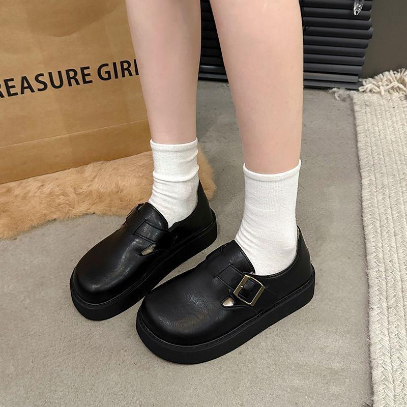 2025 autumn and winter new muffin platform velvet shoes women wear British lazy bag head single shoes