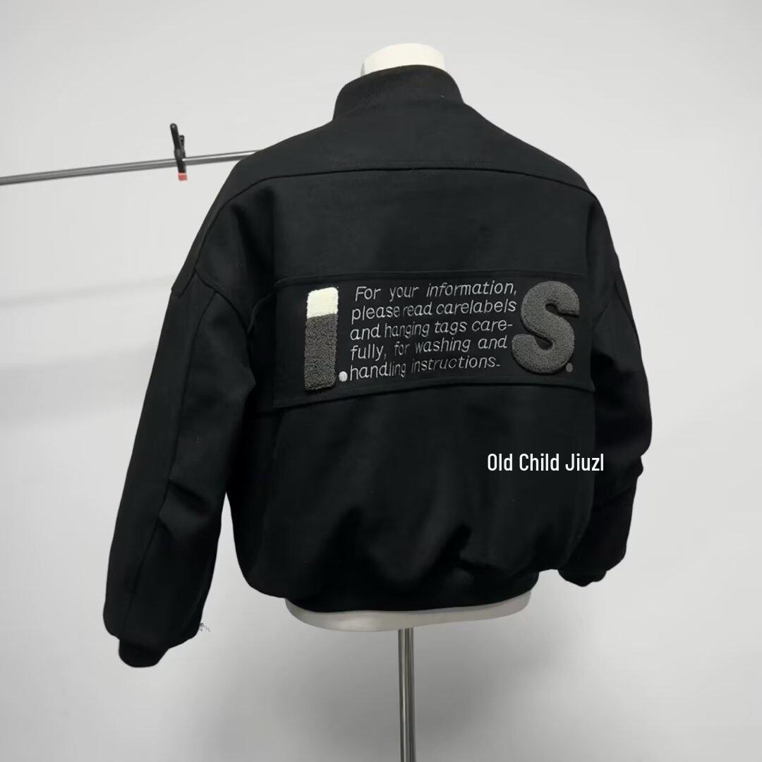 

Мужская куртка 2025 года в стиле High Street - Pique Cool, Гонконг, Харадзюку, Корейский стиль, Свободный крой для весны и осени. L чёрный