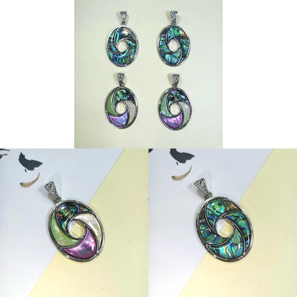 Shell Inlay Geometric Pendant Necklace With Diy Charm For Fashion Enthusiasts