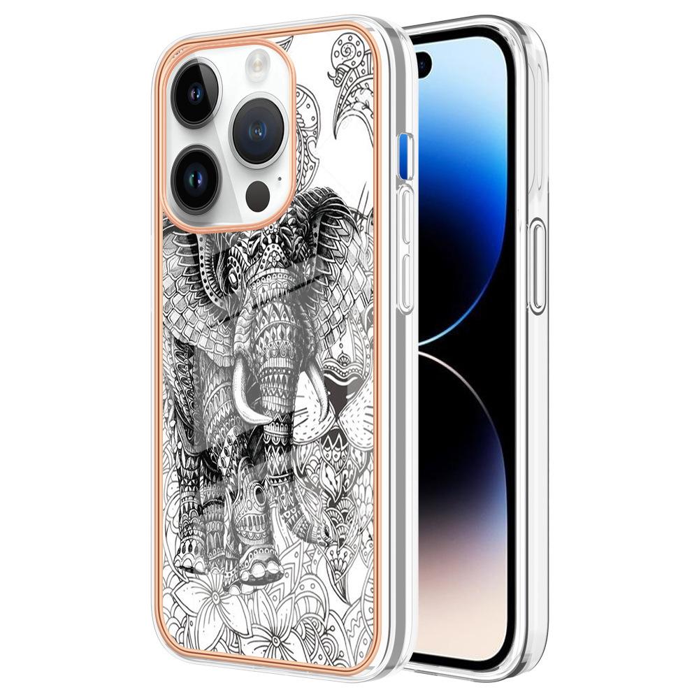 Suitable for iPhone15 mobile phone case 14plus cartoon painted electroplating anti-drop case 13Pro leopard print case