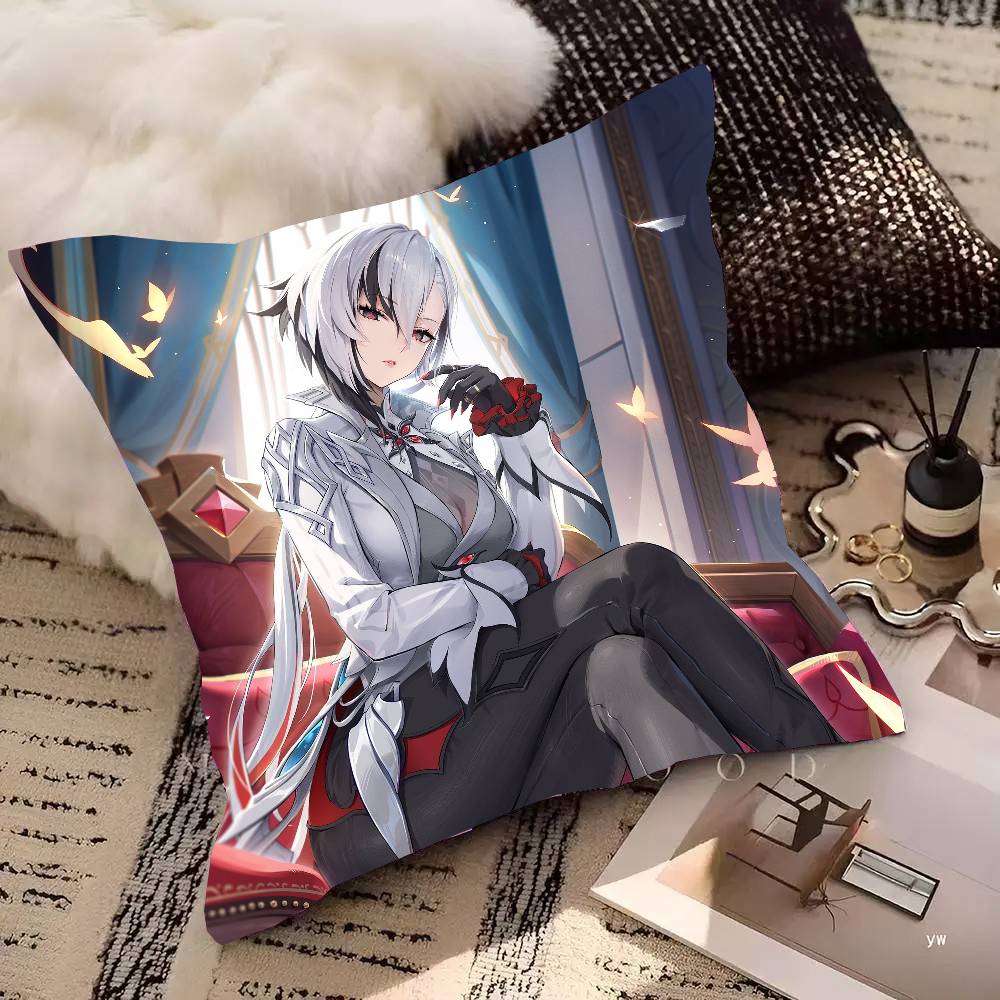 Arlecchino Anime G-Genshin Impact Pillow Case Fashion Square Pillowcase Bedroom Sofa Room Ins Decoration Leisure
