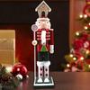 Holiday Nutcrackers Figure Colorful Wood Soldier Puppet with Cookie Family and House Hat Christmas Decorative Ornament