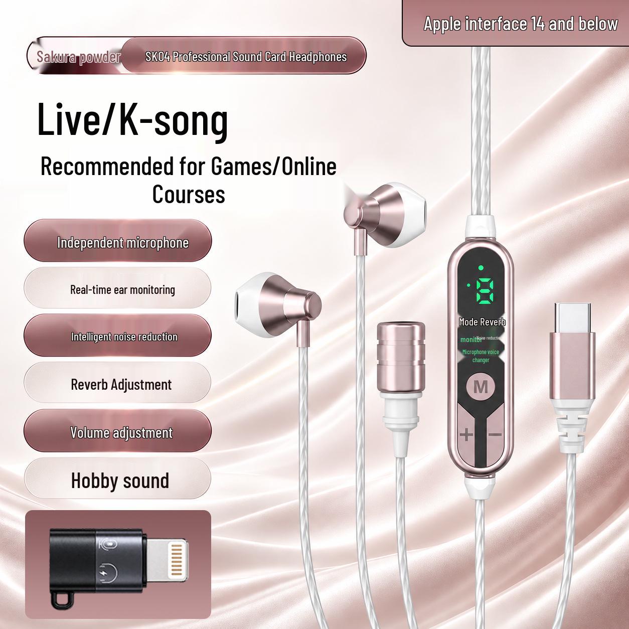 WeSing Kabelkopfhörer: Soundkarte K-Song, Live-Gesang, Musik hören, Ohr-Monitoring, Typ-C Mikrofon