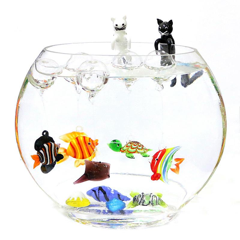 Aquarium Decor Floating Glass Fish Pendant Ornament Fish Tank Landscape Decoration Accessories Festival Gift For Aquarium Lovers