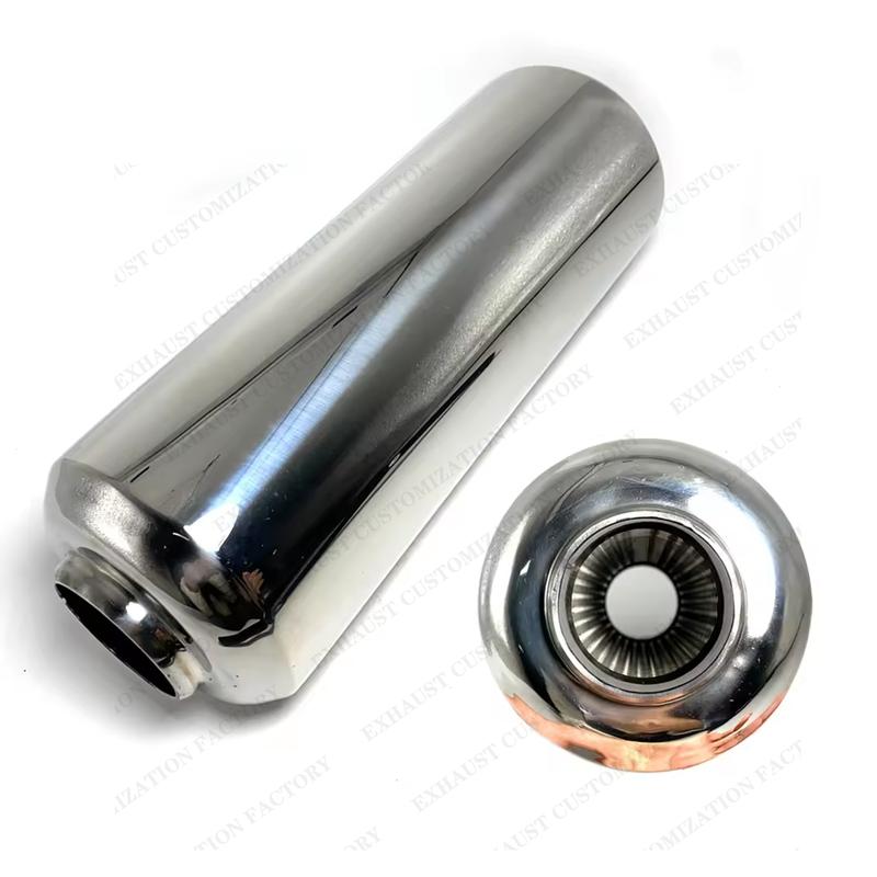 Performance Exhaust Resonator 63mm Inlet Outlet Muffler 304 Stainless Steel Spiral Surface Exhaust System DIY Car Accessories