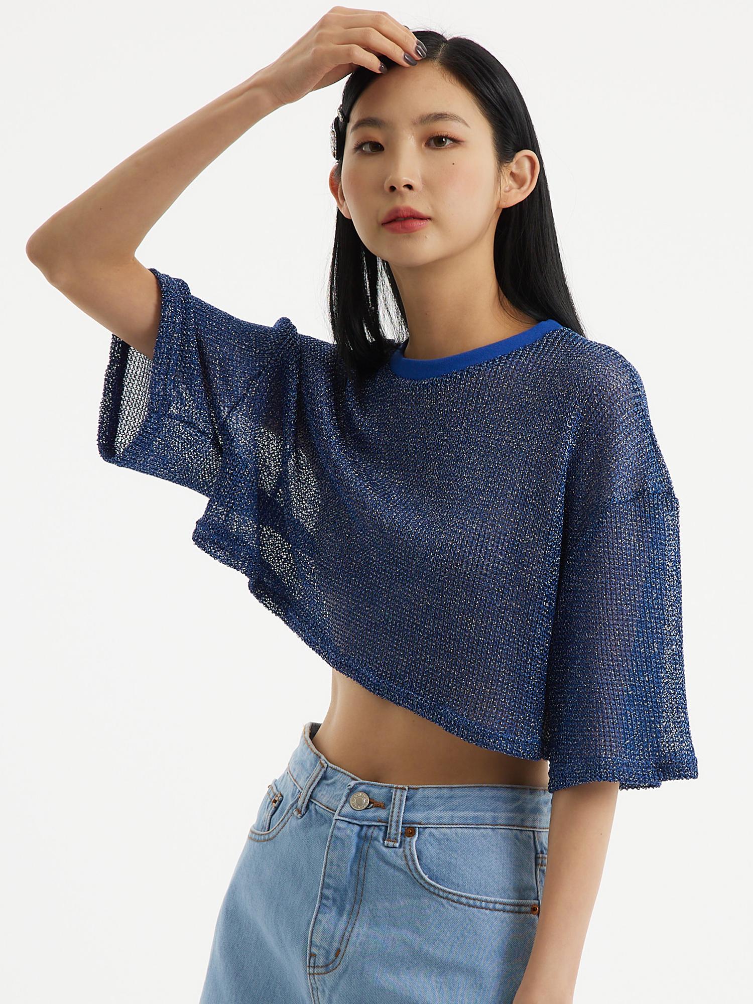 Unknown Planet Up-396 Metal Crop Top 2 Colors Silver/Free