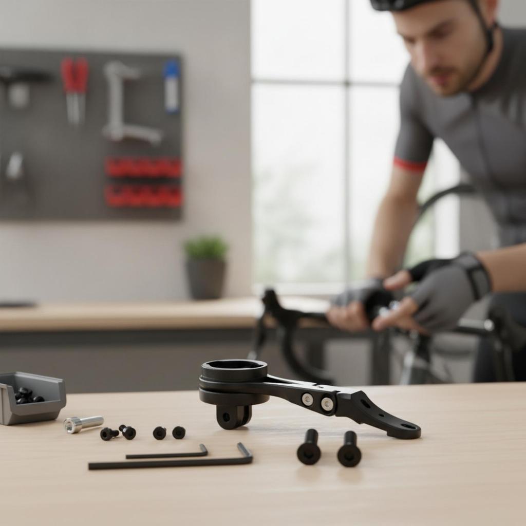 Bike Computer Extension Mount Ebony Front-Facing with Adapters