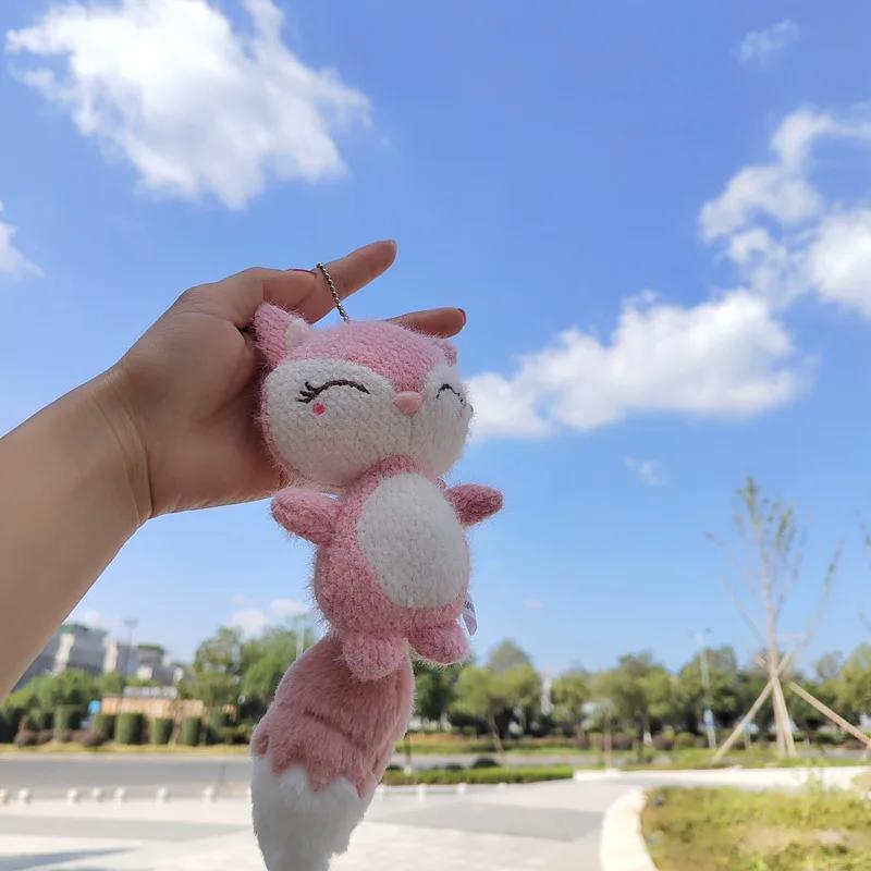 

21cm Funny Long-tailed Squirrel Plush Keychain Plush Stuffed Toy Cute Plush Animal Soft Doll Pendant for Girl Kids Gift рожевий