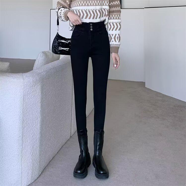 

Женские модные джинсы-карандаш с завышенной талией - Универсальные и стильные для весны и осени XL чёрный