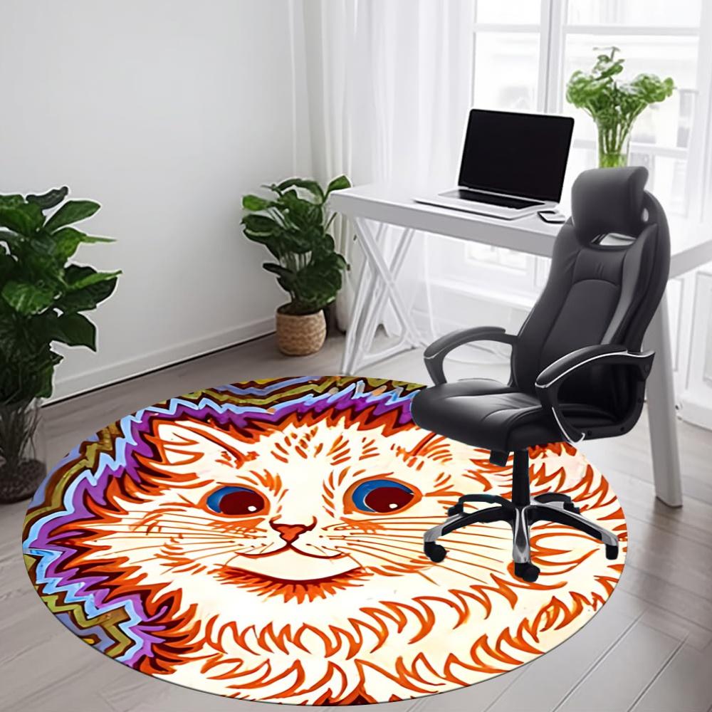 1pc Cat Whiskers Office Round Area Rug, Indoor Mat Suitable For Office, Under Office Chairs Bedroom Living Room Home Decor, Room Deco