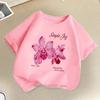 Beautiful Flower Print Tshirt Children Summer Girls Casual Korean Style Colorful Tops Kids Comfortable Oneck Short Sleeve Tees