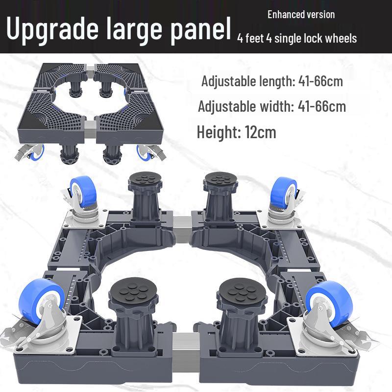 Grauer Verstellbarer Mobiler Waschmaschinenständer mit Rädern und Bremsen