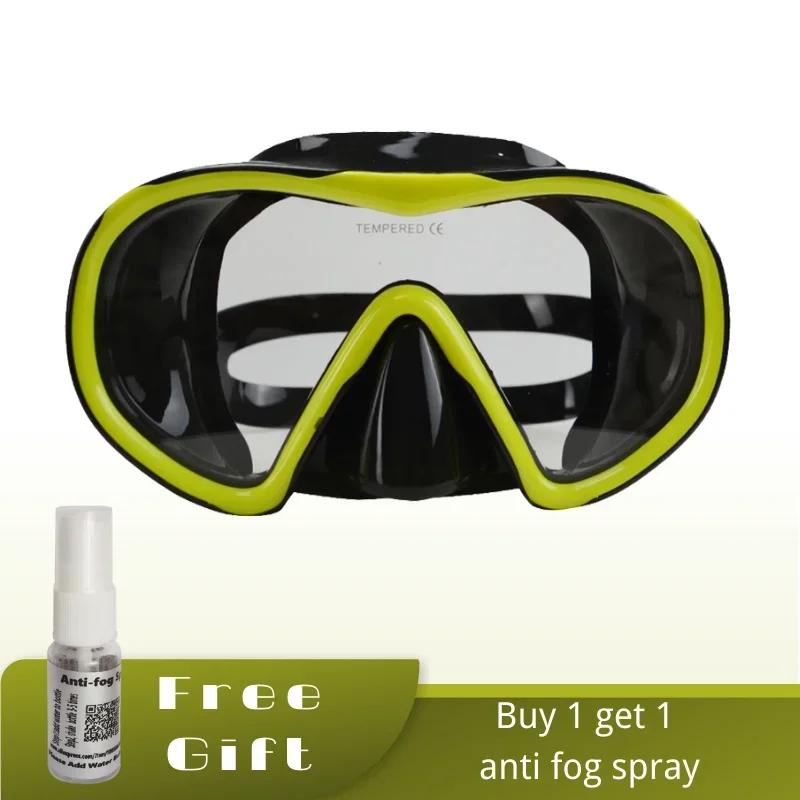 Adult Low Volume Clear Diving Mask with Tempered Glass Freediving Snorkeling  Silicone Black Underwater Swimming Goggles