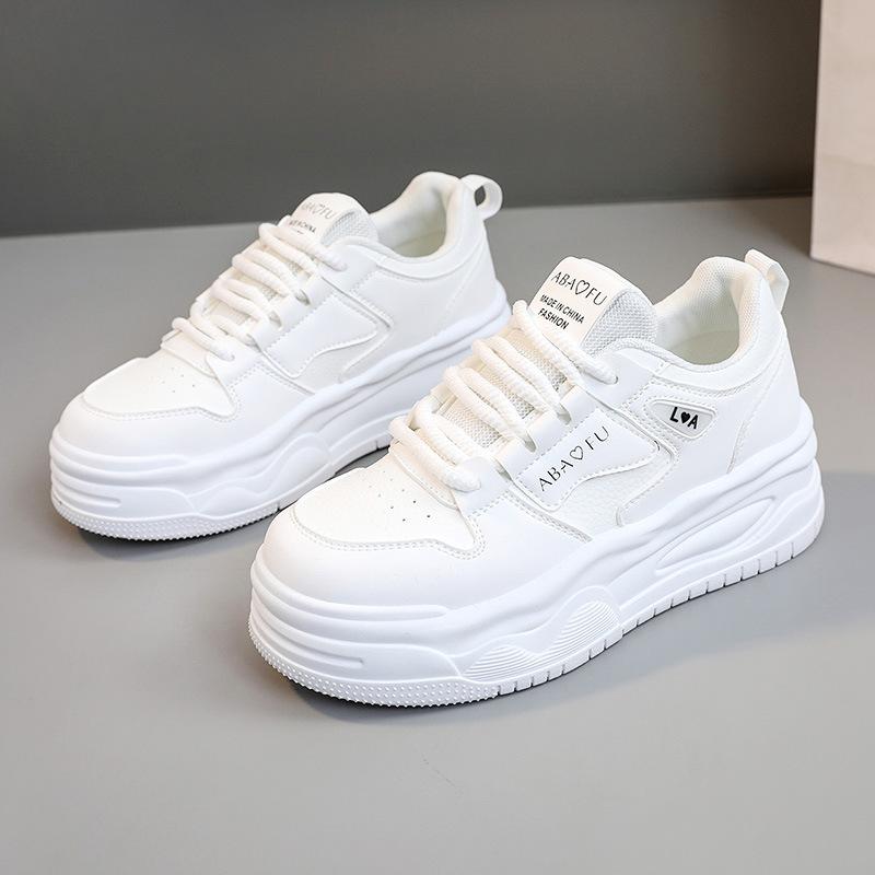 

[Customized] ZY1027 new thick-soled heightening little white shoes for women s 2025 spring and summer splicing round head casual women s shoes 35