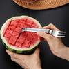 New Multi-functional Stainless Steel Melon Divider, Watermelon Spoon Cutter, Melon Eating Magic Tool, Double Headed Fruit Fork