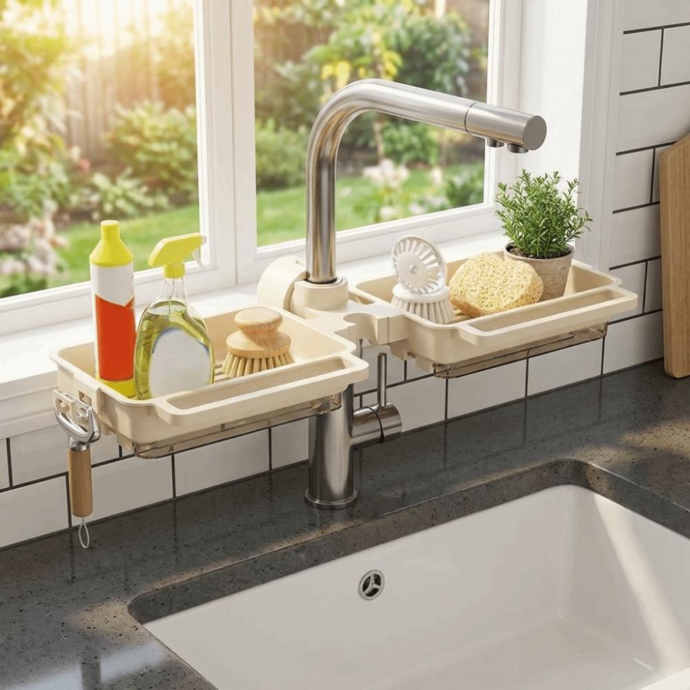 Plastic Sink Drain Rack Hanging Sponge Storage Rack Sink Faucet Organizer Bathroom