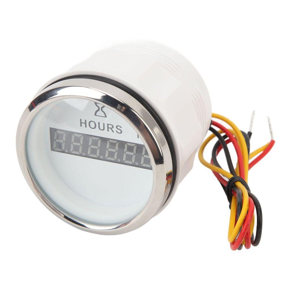 Precise Measurement DC 9-32V Digital Hour Meter 52MM Waterproof Round Gauge High Precise Hourmeter Boat Use
