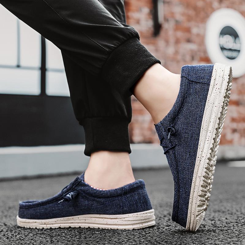 Marke Herren Freizeitschuhe Mode Denim Canvas Schuhe Atmungsaktiv Herren Gehen Flache Schuhe Outdoor Große Größe Leichte Herrenschuhe Mokassins