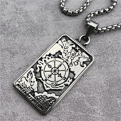 Náhrdelník s tarotovými kartami z nerezové oceli Vintage Tarotové šperky Přívěsky s amuletem štěstí pro ženy