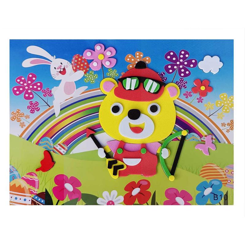 12 stk DIY Creative Cartoon Animal 3D EVA Thickened Sticker Puzzle Håndlaget tidlig læring pedagogiske leker for barn Barnegave