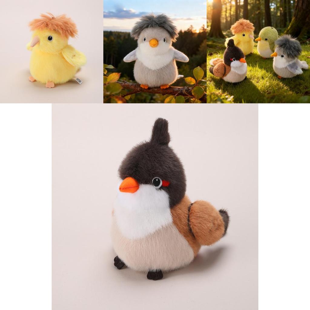 Simulated Island Canary White Eye Red Whiskered Bulbul Plush Toy Doll For Animal Lover Gift