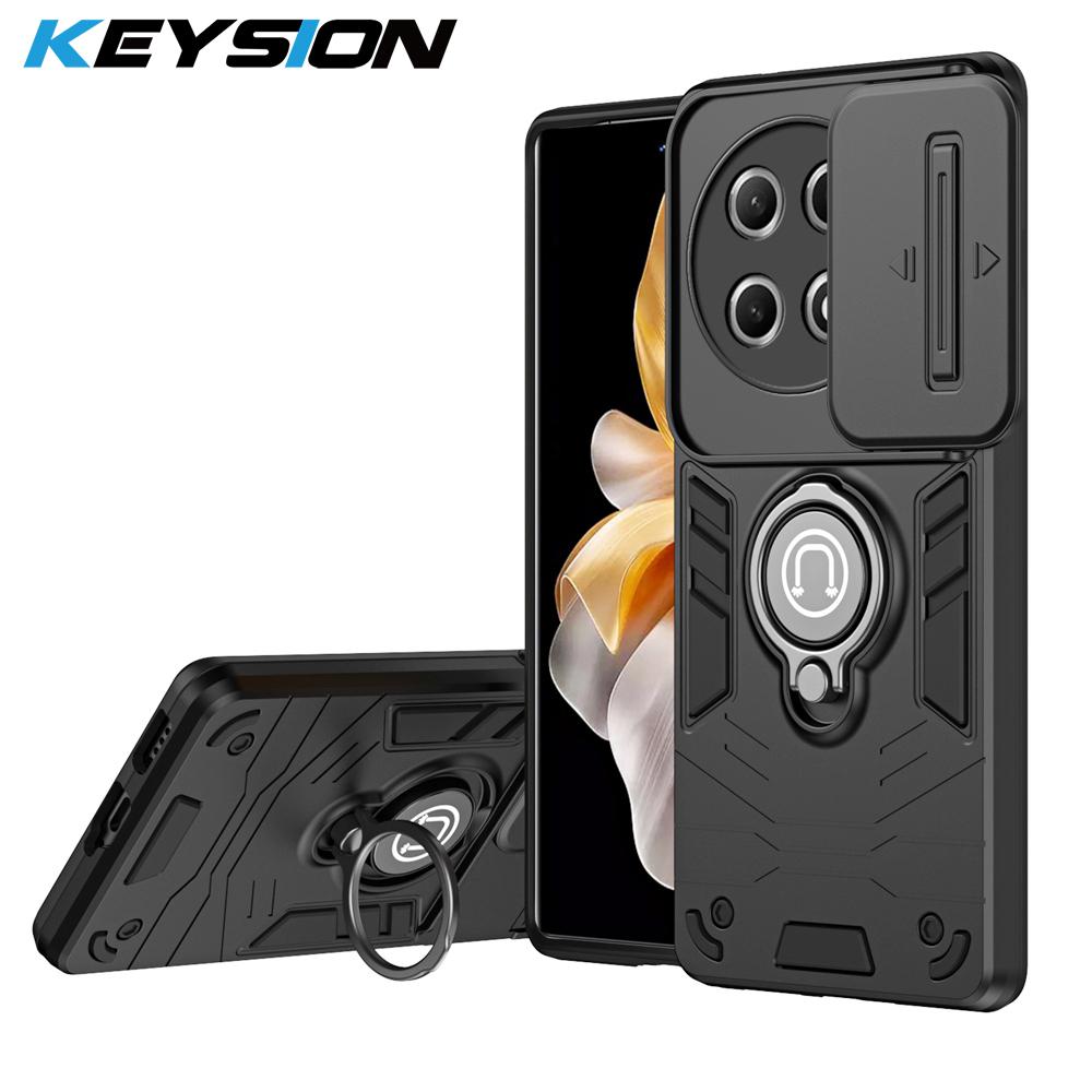 

KEYSION Противоударный бронированный чехол для Tecno Camon 30S Pro Кольцо для защиты объектива камеры Подставка Задняя крышка для телефона для Tecno Spark 30 Pro for Spark 30 Pro чёрный