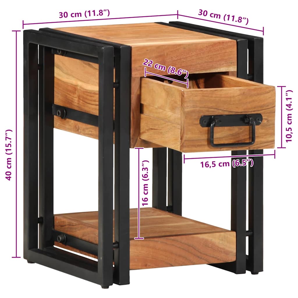 Nightstand 2 pcs Brown 30 x 30 x 40 cm Solid Wood Acacia