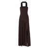 European & American Elegant Off-Shoulder Slim Fit Slit Dress with Ribbon Back