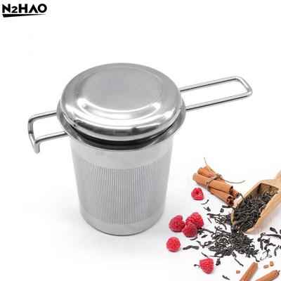 1*Premium Stainless Steel Fine Mesh Tea Filter Extended Handle Loose Tea Drainer With Lid Anti-Scald Multi-Purpose Tea Strainer