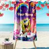 Name Custom SquarePants Print Beach Towel, Large Soft Quick Dry Towel for Beach Camping Swimming