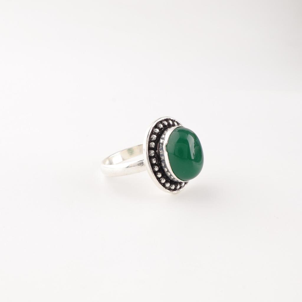 Green Onyx Cab Gemstone 925 Sterling Silver Jewelry Handmade Ring Wedding Gift RR-62-36