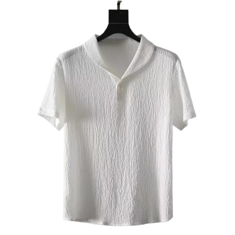 Mens Two Piece Solid Tracksuits Short Sleeve V Neck Shirt & Casual Cropped Pants Set Plus Size