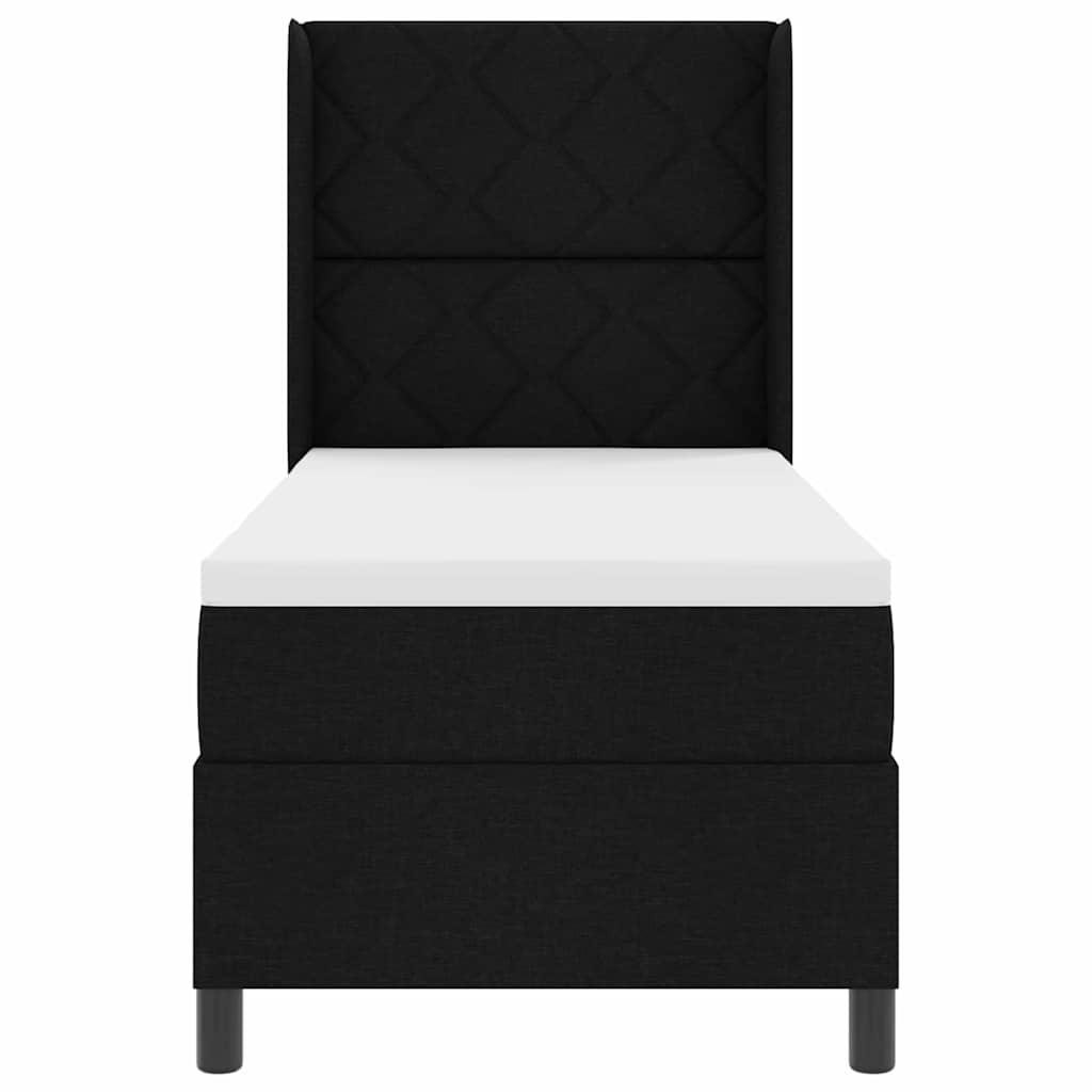 Boxspring Bed with Pillow and Headboard Black 190 X 90 Cm Fabric