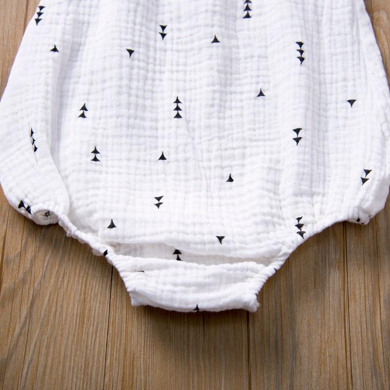 H1208 Summer Infant Ruffle Jumpsuit - Cartoon Print Baby Romper