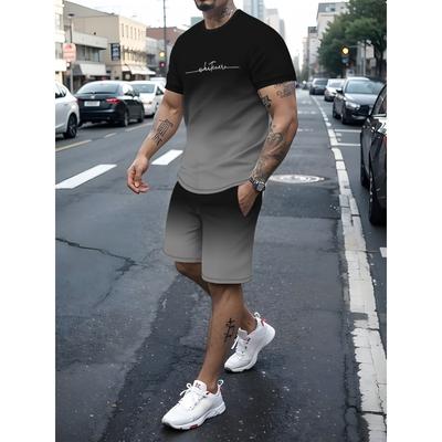 Herren Sommer Sportoutfit 3D-Druck Mode Lässiges Set