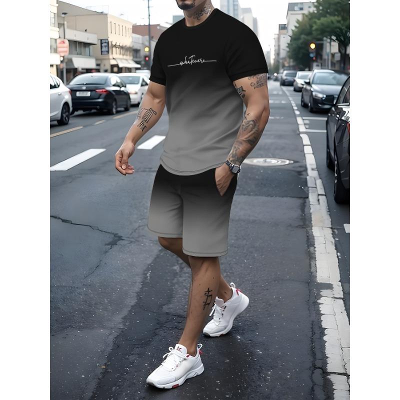 Men s Summer Sports Outfit 3D Print Fashion Casual Set S