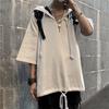 Dark Trendy Oversized Men's Hip-Hop Hooded Short-Sleeve Korean Style T-Shirt