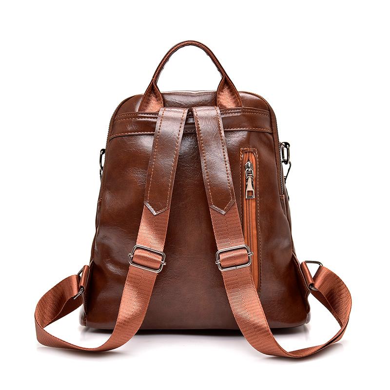 Women's Multi-Functional Backpack Dual-Use Shoulder Bag Soft Leather Travel Bag