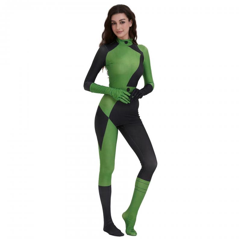 Shego/Kim Possible Cosplay Bodysuit for Kids & Adults Halloween Costume Role Play Suit