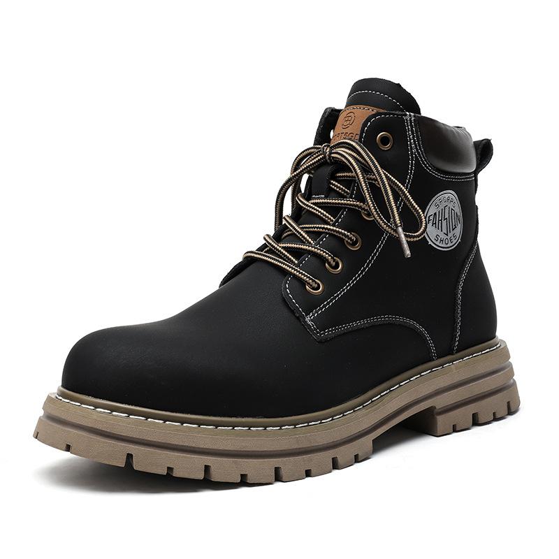 

Rhubarb boots British style tooling Martin boots short boots 2024 spring and autumn single boots thick-soled versatile mountaineering boots 3455-R 38 чёрный