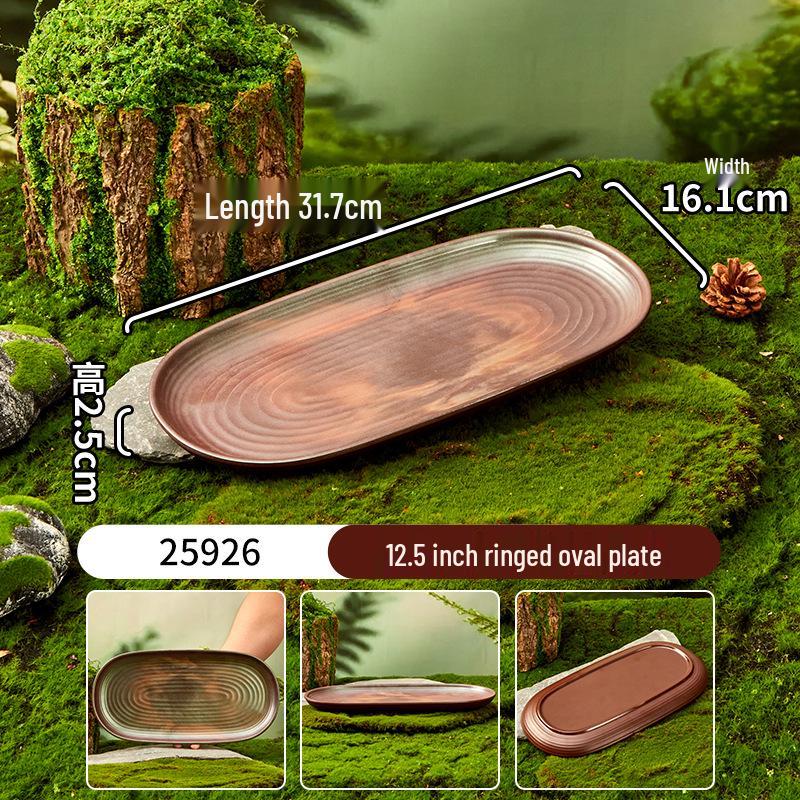 Melamine Plate for Gourmet Hot Pot, Barbecue & Shrimp: Mountain & Field Design