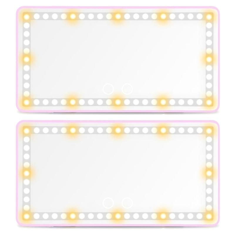 Rechargeable Makeup Mirror with Dimmable Touch 60 LEDs 3 Light Modes for Car Sun Visors Interior Accessory Quick Install
