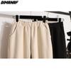 Dimanaf 2023 New Autumn Winter Plus Size Women Pants Trousers Loose Casual Thick Cotton Wool Long Pants Solid