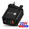 US/UK/EU Plug for QC 3.0 PD USB Charger 20w Type C Fast Charger Power Adapter Travel Phone Charging for Head Accessories
