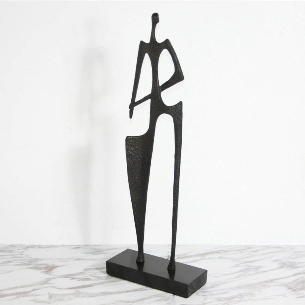 Abstract Human Sculpture Elongated Standing Figure Ornament Marble Base
